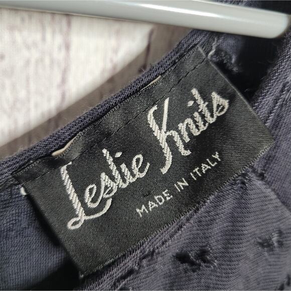 VTG Leslie Knits Made in Italy Black Eyelet Lace Drop Waist Dress, size Small - Picture 5 of 6